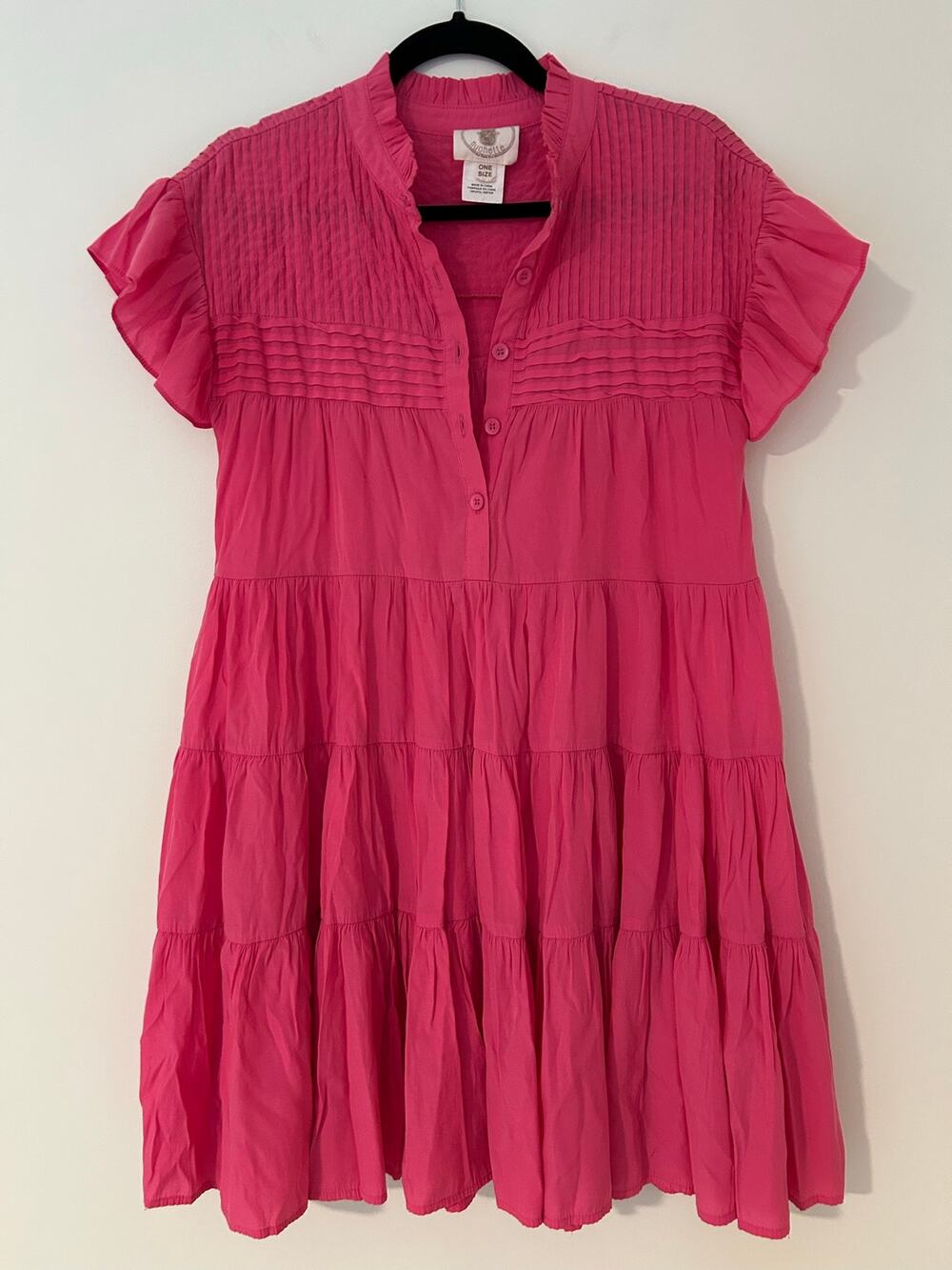 Muche et Muchette Vera Shift $269 Tiered Voile Mini Dress One Size Pink EUC M L